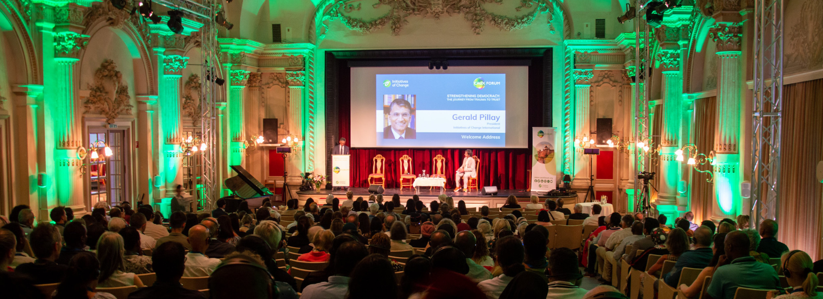 Caux Forum 2023 Opening Gerald Pillay stage theatre